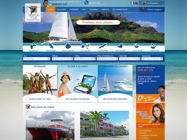 Site internet d'agence de voyage en Guadeloupe