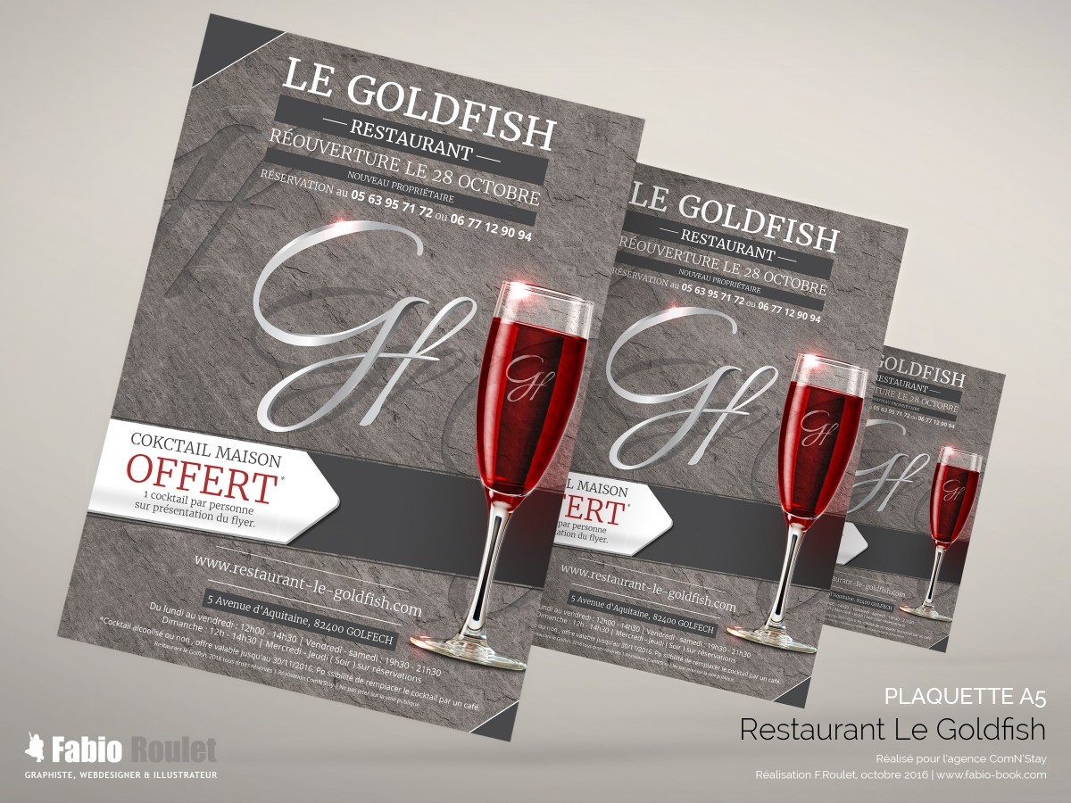 Print : Flyer pour le restaurant Le Goldfish à Golfech